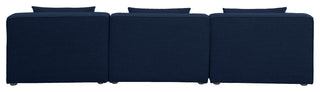 Cube Upholstered Modular Sofa, Navy, 3-Piece: 3 Armless Chair, Linen Texured Fabric