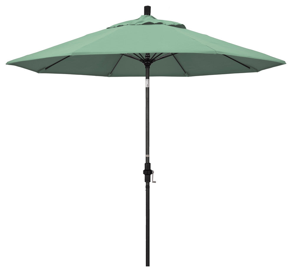 9' Matted Black Collar Tilt Lift Fiberglass Rib Aluminum Umbrella, Pacifica, Spa