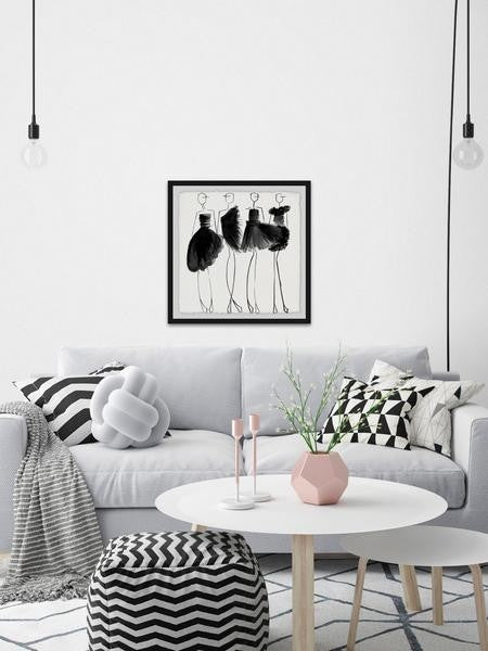 "Glam Noir" Framed Painting Print, 12"x12"