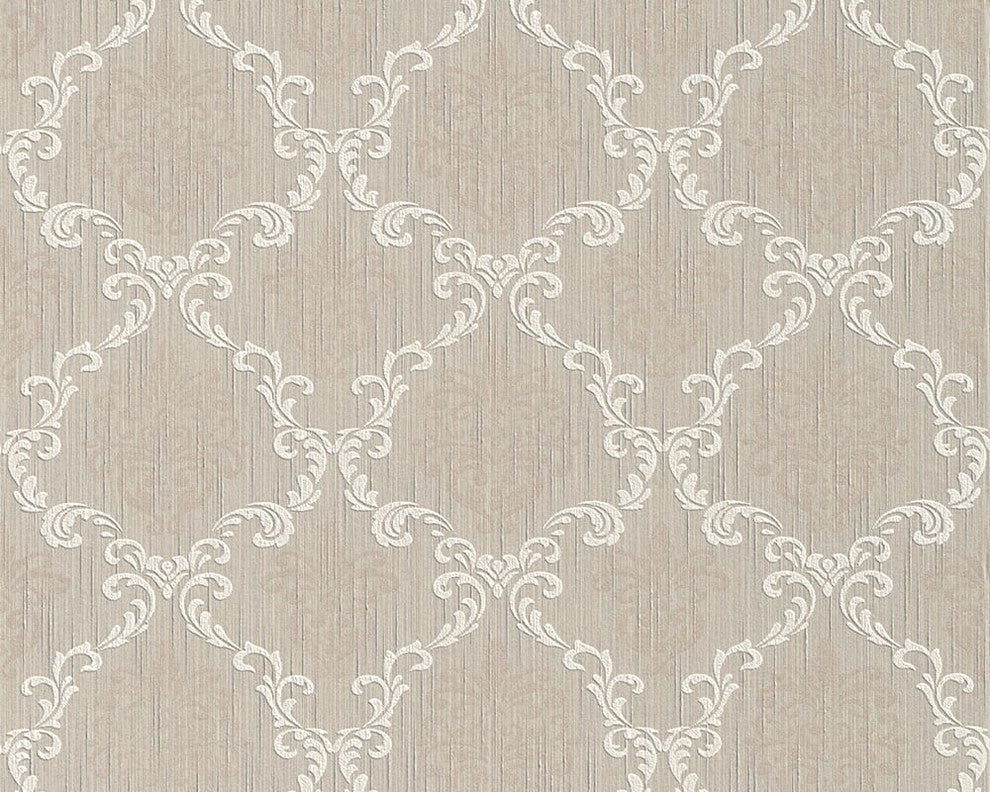 Tessuto, Baroque Fabric Cream Wallpaper Sample, Wall Decor Accent