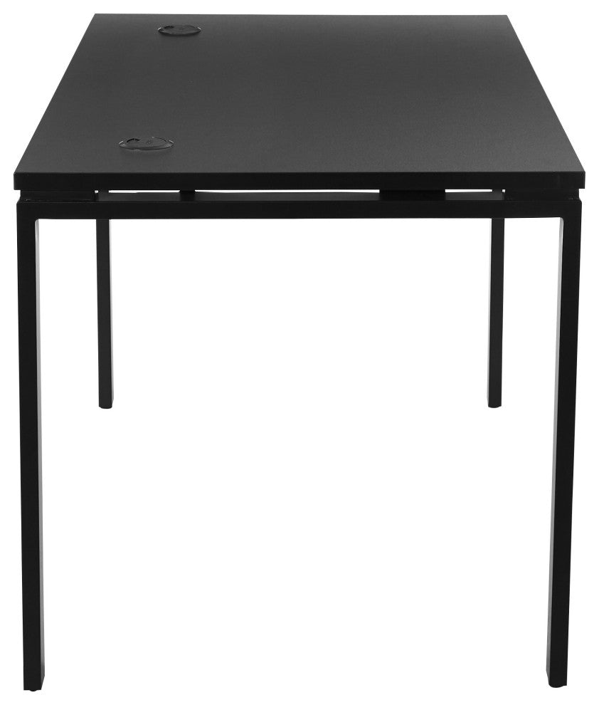 48" Writing Desk With Black Laminate Top and Black Finish Metal Legs