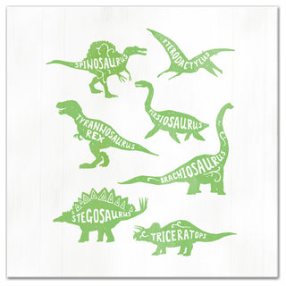 Green Dinosaurs 24x24 Canvas Wall Art
