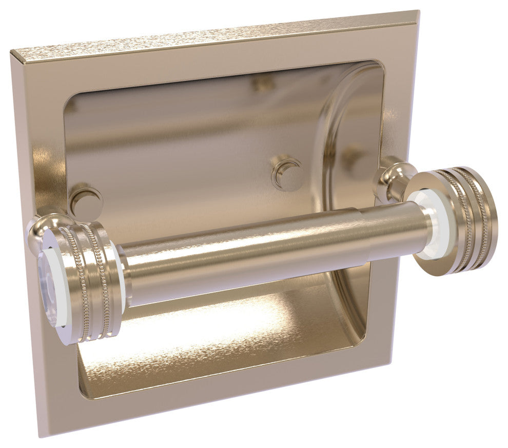 Pacific Grove Recessed Toilet Paper Holder with Dotted Accent, Antique Pewter