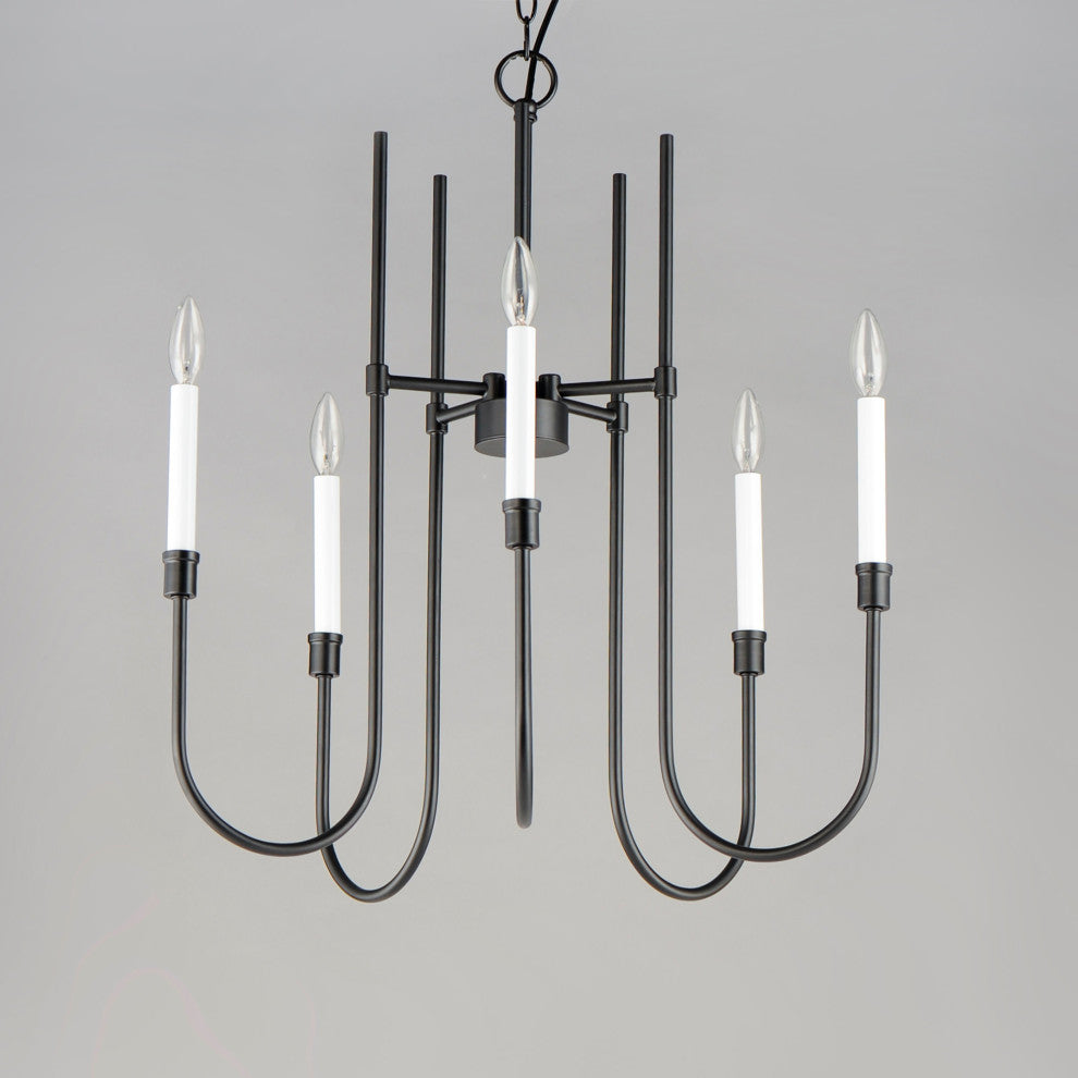 Maxim 11285 Tux 5 Light 24"W Taper Candle Chandelier - Black