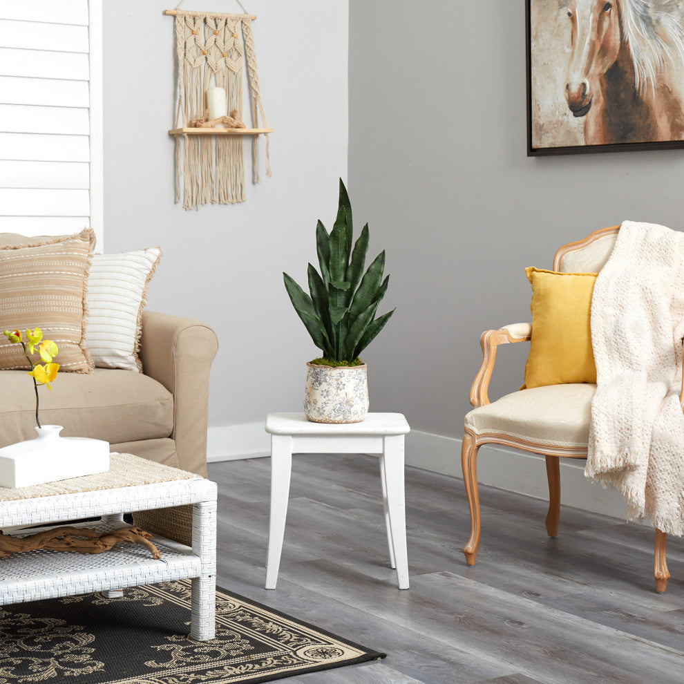 27" Sansevieria Artificial Plant, Decorative Planter