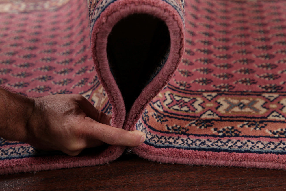 Botemir Hand Made Oriental Traditional Area Rug, Pink, Round 8 X 8 Ft.