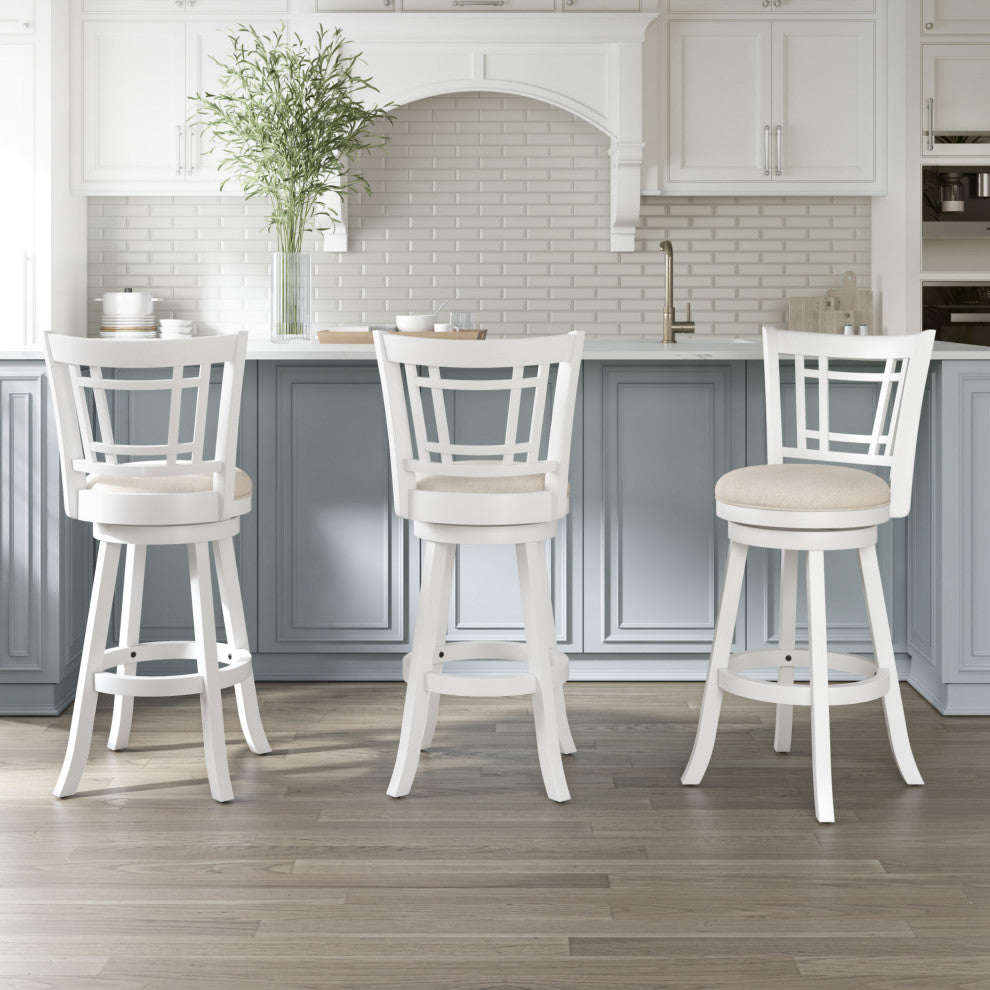 Fairfox Wood Swivel Stool, White, Barstool