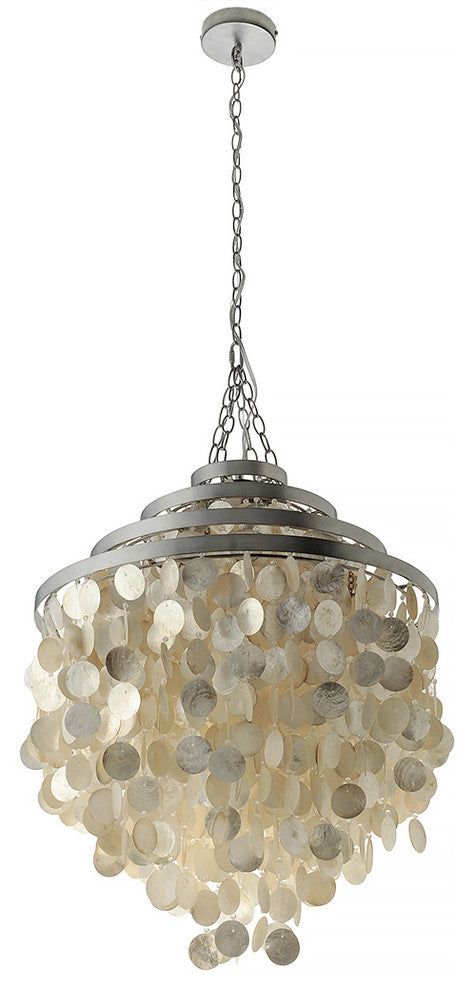 Round Chandelier With Capiz Shells, Champagne