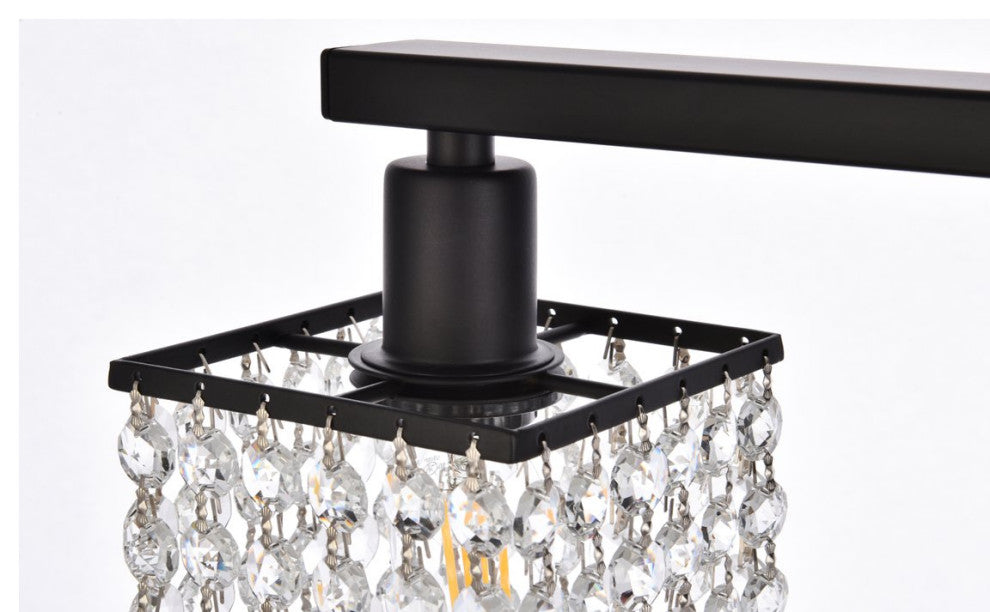 Phillip 4-Light Bath Sconce, Black With Clear Crystals