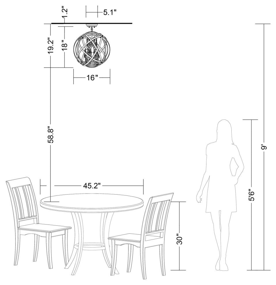 Chloe 4-light Globe Crystal Semi-Flush Mount