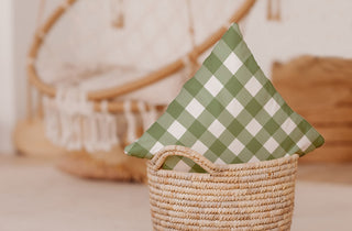 Gingham Plaid Indoor/Outdoor Throw Pillow, Scallion, 18"x18"