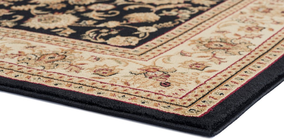 Gabrielle Transitional Border Black Runner Rug, 2'x10'