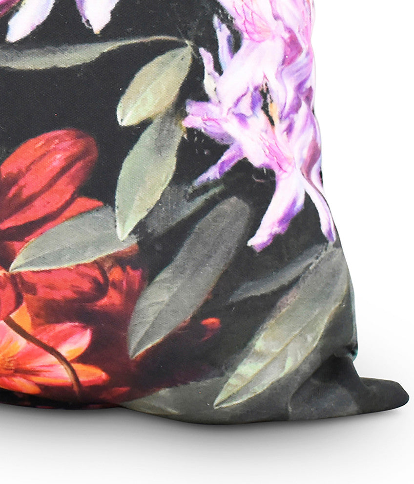 Floral Craze 18" Black Floral Print Decorative Throw Pillow