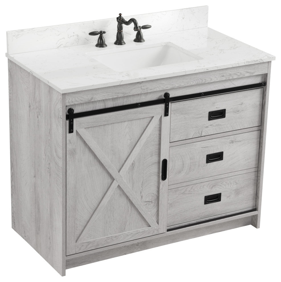 Rafter 42" Bathroom Vanity, White Wash