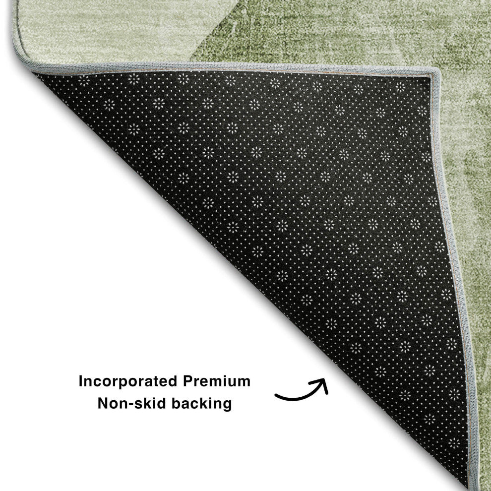 Premium Machine Washable Mayfield AMF547 Green 5' x 7'6" Rug