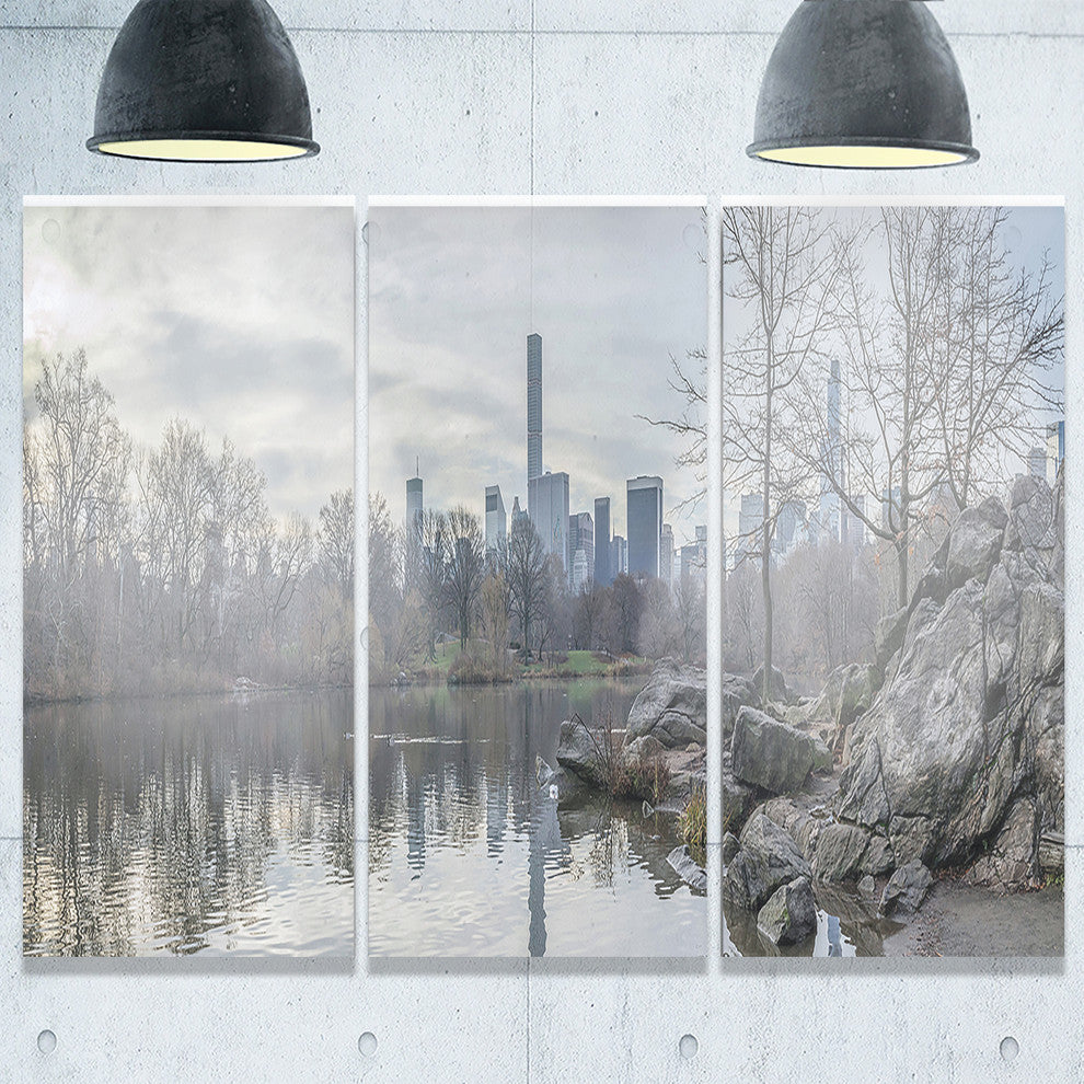 "Black and White Central Park NYC" Metal Wall Art, 3 Panels, 36"x28"