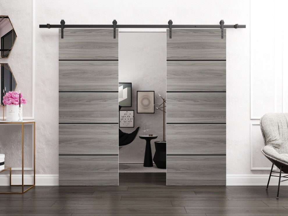 Sturdy Double Barn Door 64 x 84 with | Planum 0015 Ginger Ash with  | 13FT
