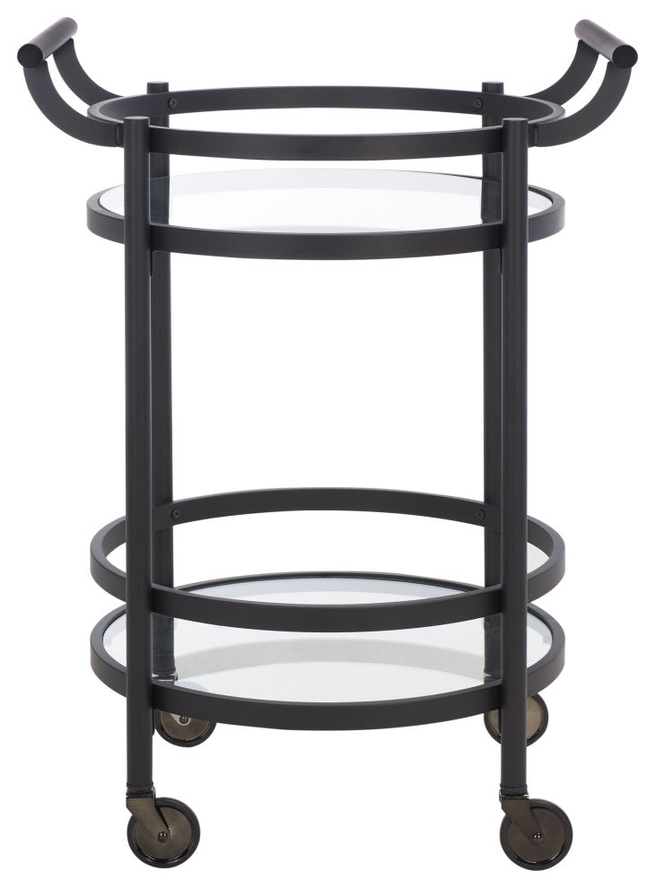 Safavieh Sienna 2 Tier Round Bar Cart, Matte Black