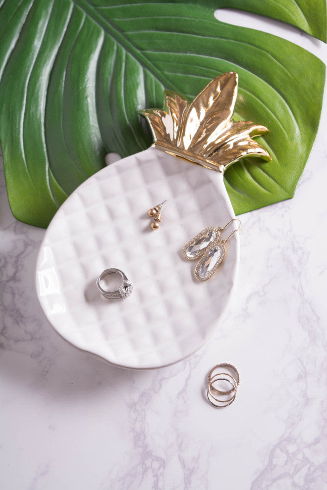 Gold Pineapple Plate Large Set of 2