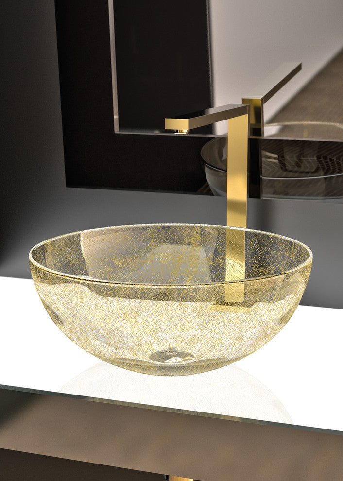 Laguna Calla Glass Vessel Sink, Gold