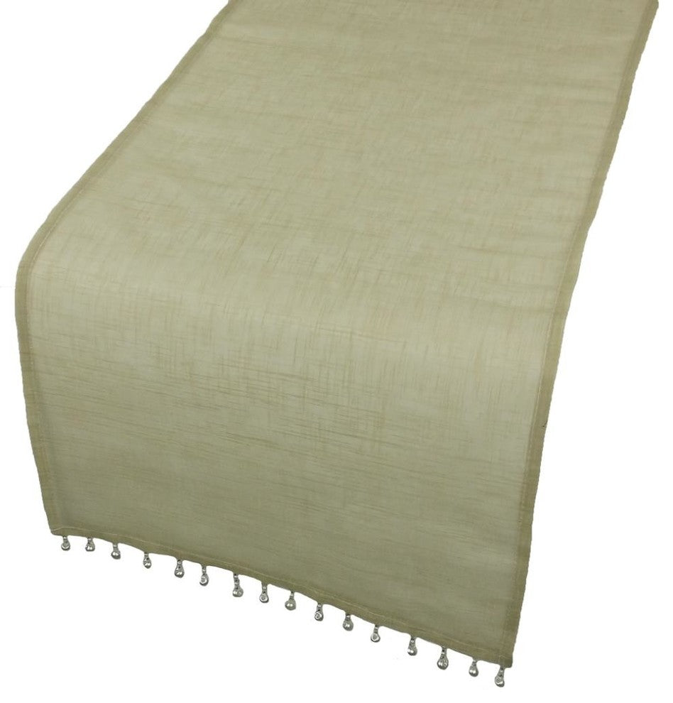 Beaded Sheer 15"x72" Table Runner, Gold