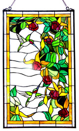 Tiffany-glass Hummingbirds Design Window Panel 20x32
