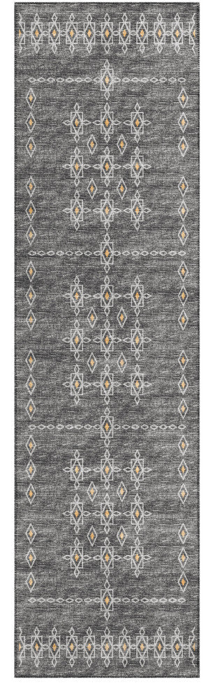 Indoor/Outdoor Sedona SN3 Charcoal Machine Washable 2'3" x 12' Runner Rug
