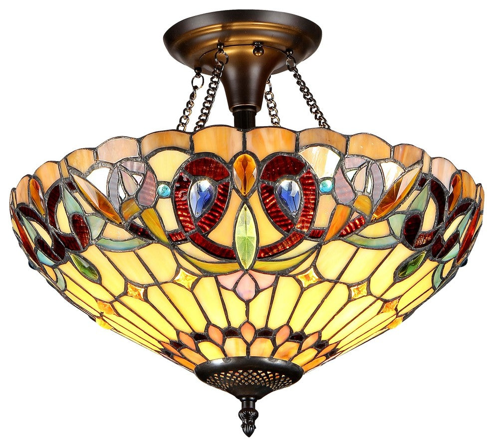 Serenity 2-Light Victorian Semi-Flush Ceiling Fixture