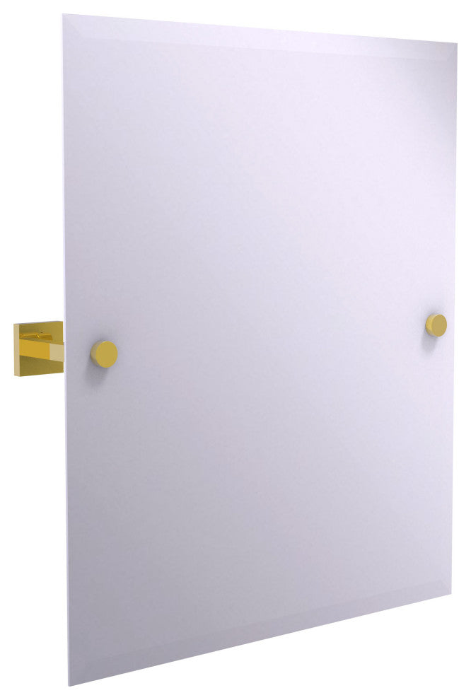 Montero Contemporary Frameless Beveled Edge Tilt Mirror, Polished Brass