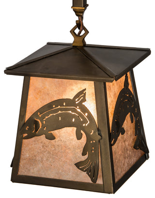 7 Square Leaping Trout Mini Pendant