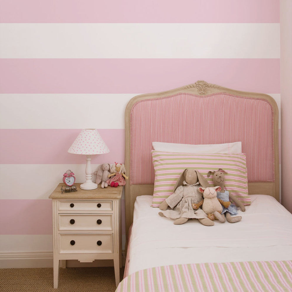 Horizontal Stripe Bold Peel and Stick Vinyl Wallpaper, Pink, 24"w X 108"h