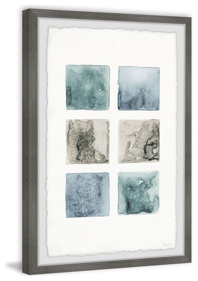 "Dark Shaded Squares" Framed Painting Print, 12"x18"