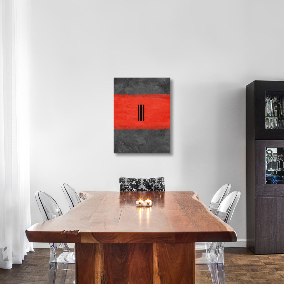 "Grey And Red Abstract 1" Fine Art Print
