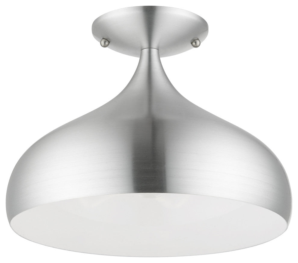 Livex Lighting 1 Light Brushed Aluminum Semi-Flush Mount