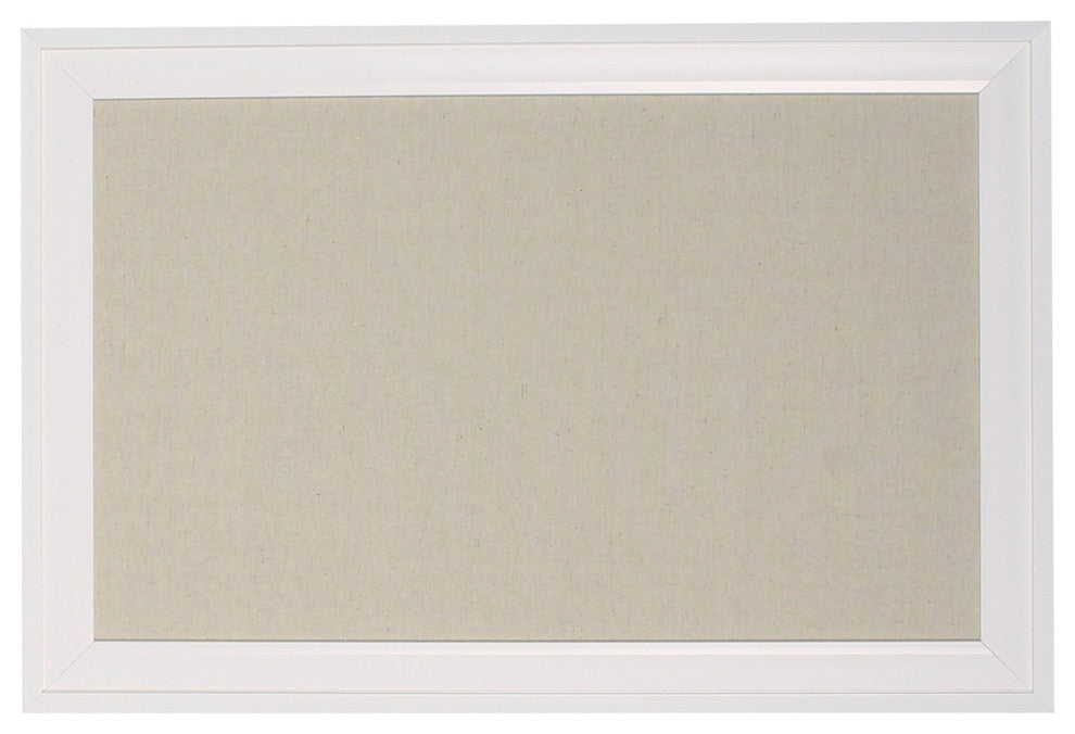 Bosc Framed Linen Fabric Pinboard, White 18.5x27.5