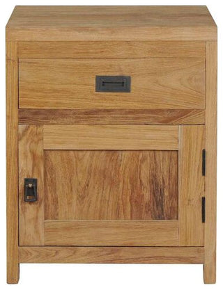 vidaXL Bedside Cabinet Solid Teak Colonial Rustic Nightstand Drawer Side Table