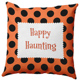 Happy Haunting Dots Accent Pillow, Traditional Orange, 18"x18"