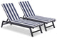 Outdoor Chaise Lounge Chair Set With Cushions, Set of 2, Blue White