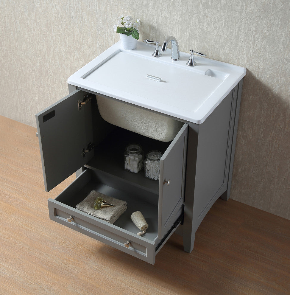 Stufurhome Delia 30" Laundry Utility Sink, Gray