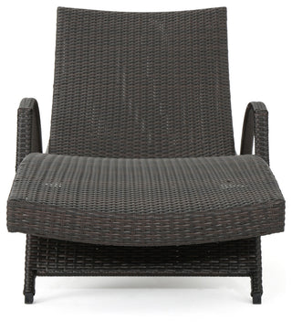 GDF Studio Olivia Outdoor 3-Piece Wicker Adjustable Armed Chaise Lounge Set