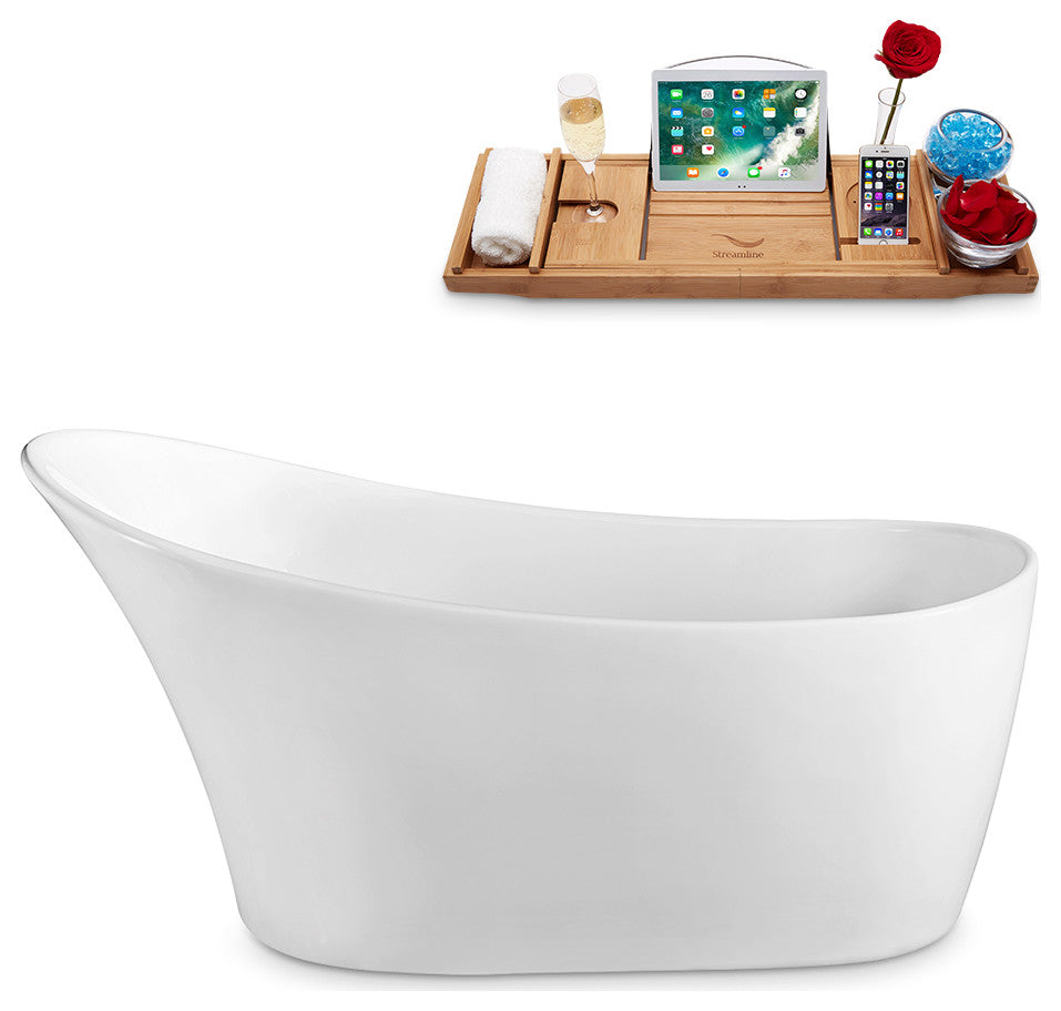 55" Streamline N1760-IN-BGM Freestanding Tub and Tray With Internal Drain