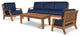 Sonoma 4-Piece Teak Outdoor Patio Deep Seating Set with Sunbrella Navy Cushions