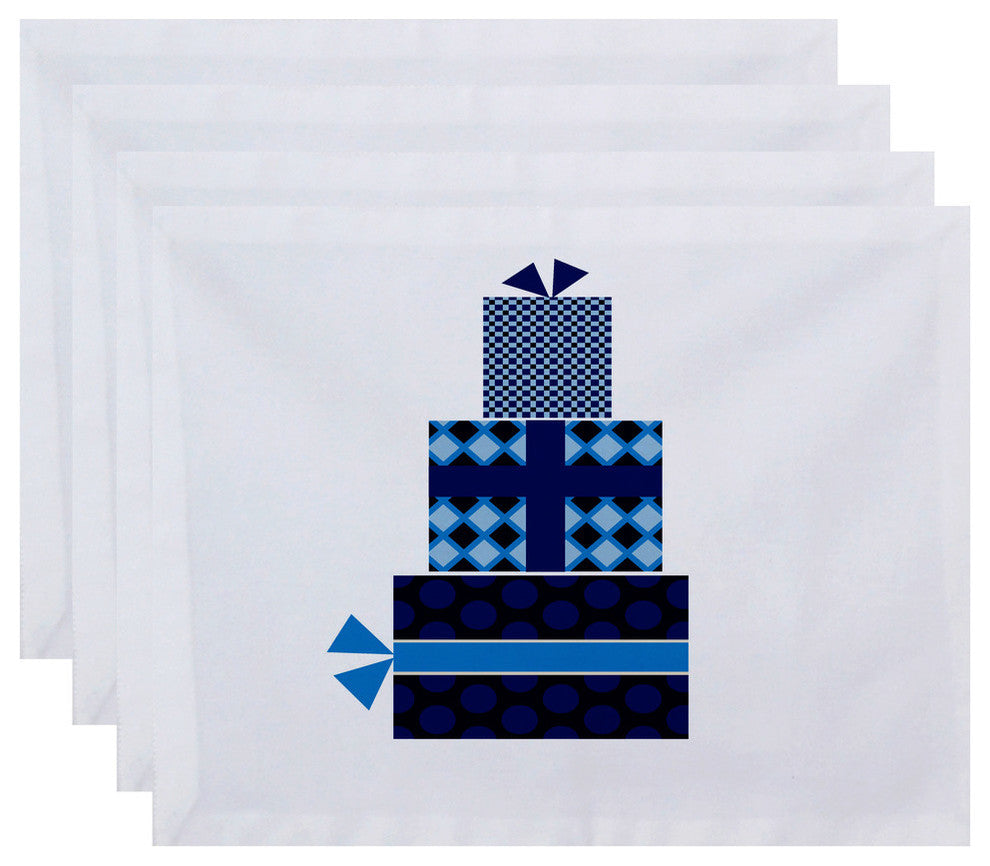 Decorative Holiday Placemat, Set of 4 Geometric, Navy Blue