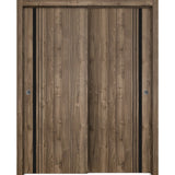 Bypass Doors 60 x 96 | Planum 0011 Walnut with  | Sturdy Rails