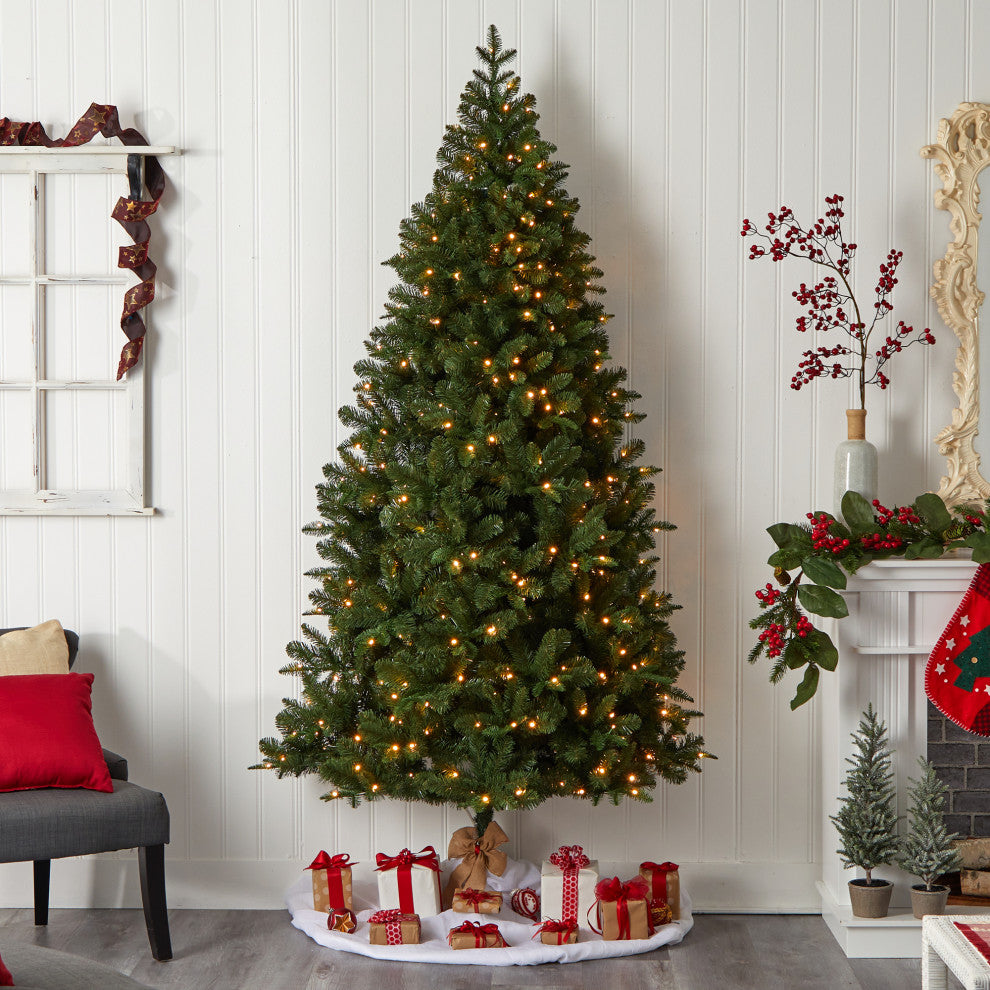 8' Grand Teton Spruce Flat Back Artificial Christmas Tree With 280 LED Lights