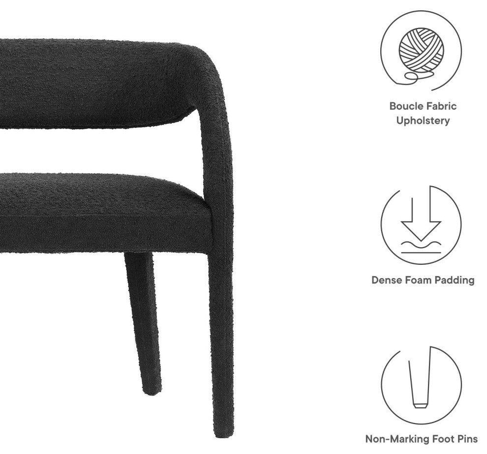 Pinnacle Boucle Fabric Accent Bench, Black