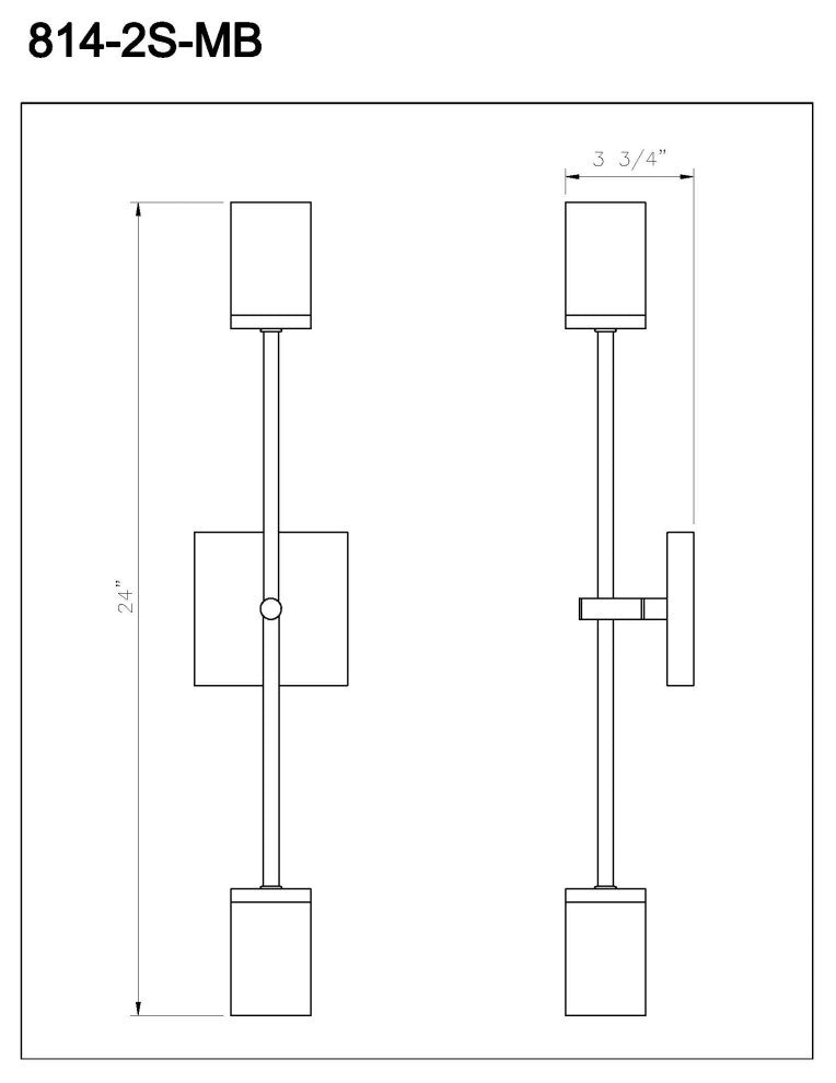 Zlite 814-2S-MB-OBR 2-Light Wall Sconce, Other