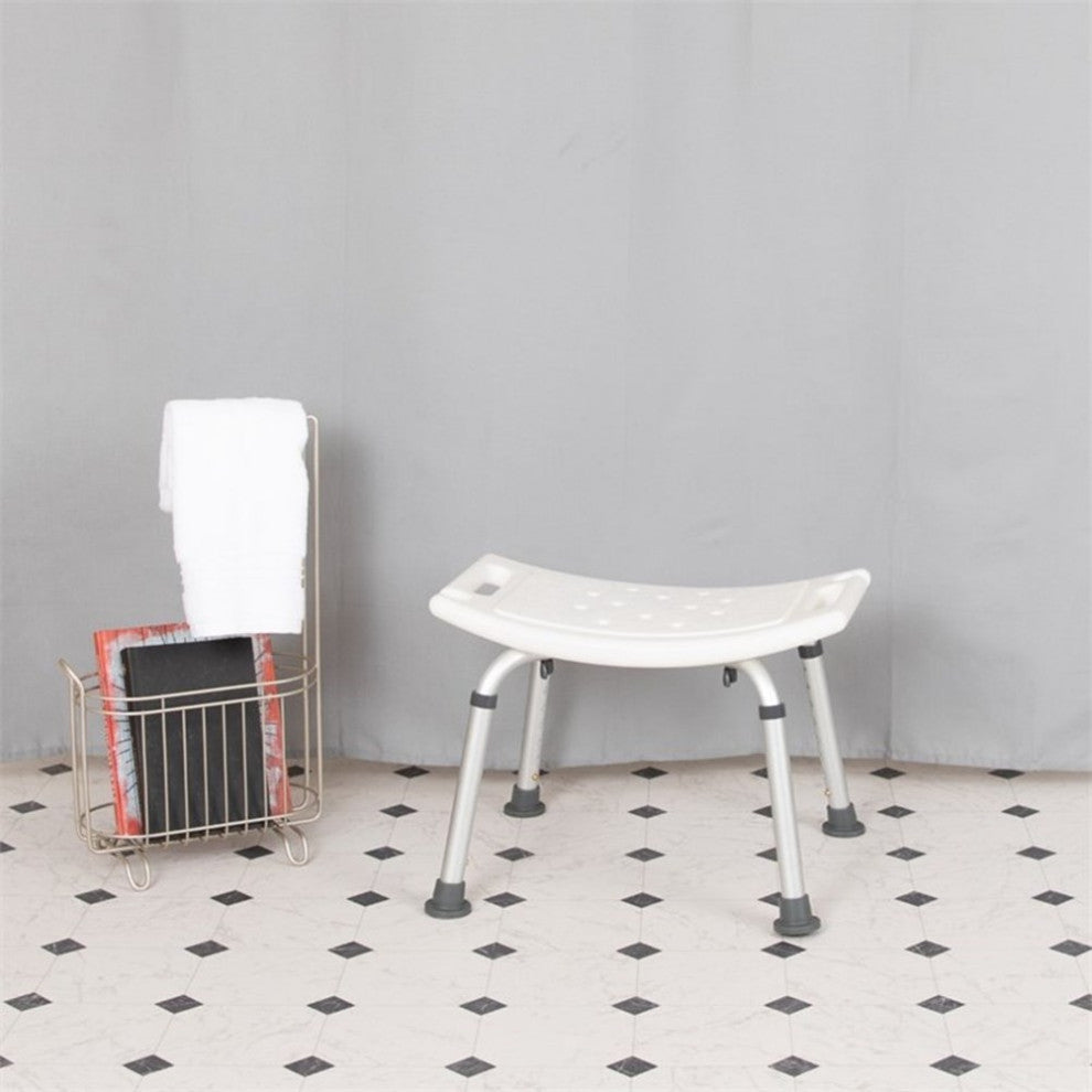 HERCULES Series 300LB Capacity Adjustable Shower Chair, Non-slip Feet, White