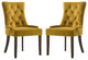 Set of 2 Yellow Velvet Side Chair, Espresso Finish
