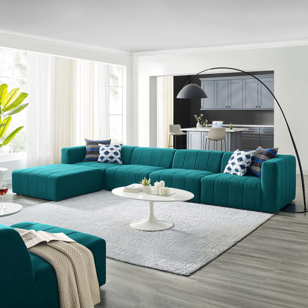 Sectional Sofa Set, Fabric, Teal Blue, Modern, Living Lounge Hotel Hospitality